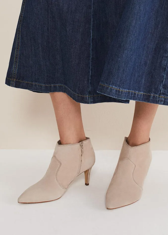 Women Phase Eight Heels Panelled Shoe Boots Neutral