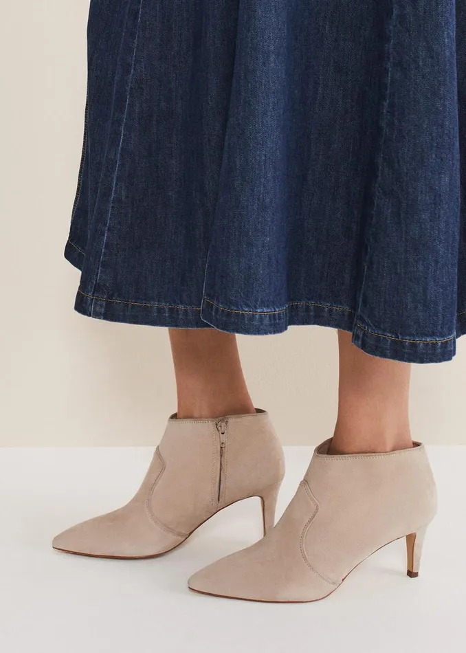 Women Phase Eight Heels Panelled Shoe Boots Neutral