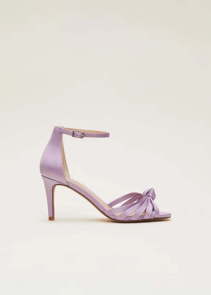 Women Phase Eight Heels Purple Satin Open Toe Heels Lilac