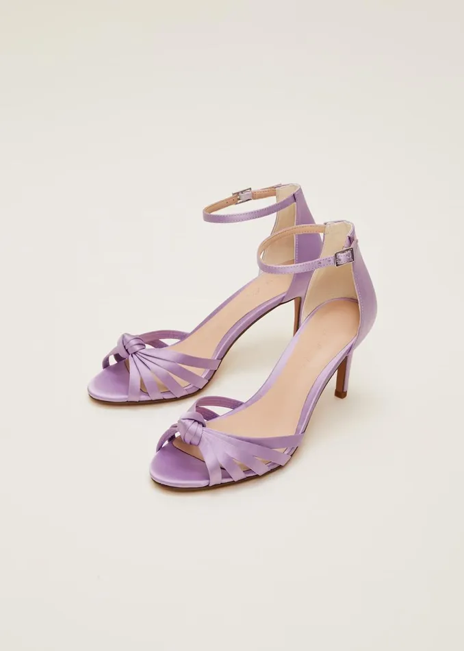 Women Phase Eight Heels Purple Satin Open Toe Heels Lilac