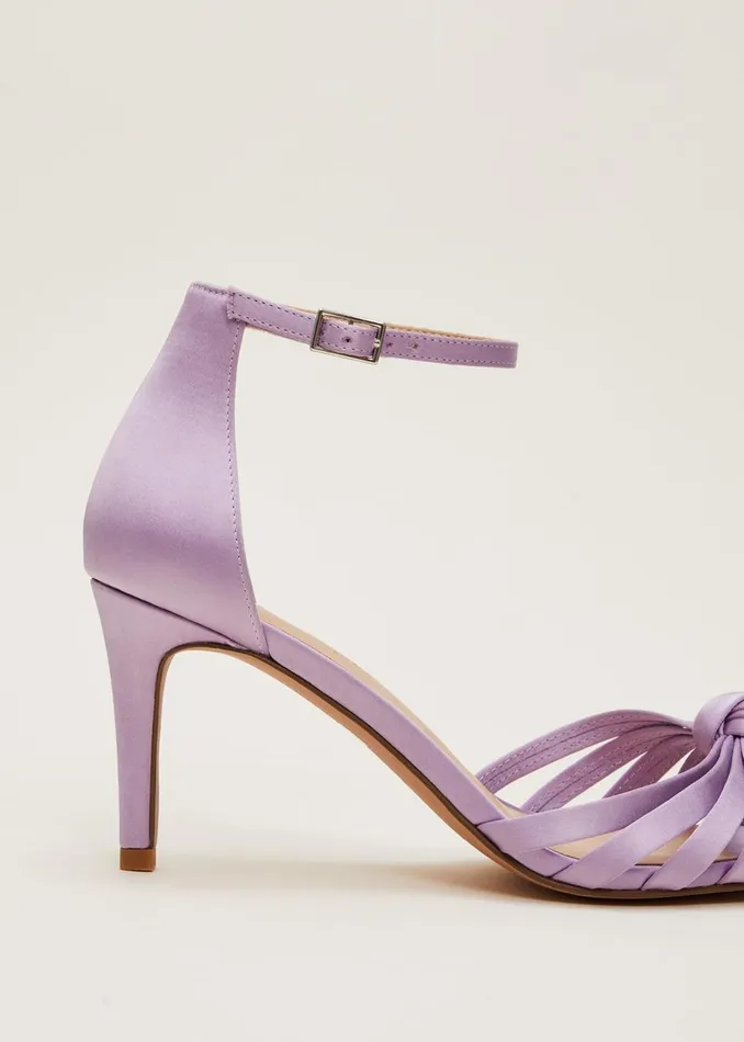 Women Phase Eight Heels Purple Satin Open Toe Heels Lilac
