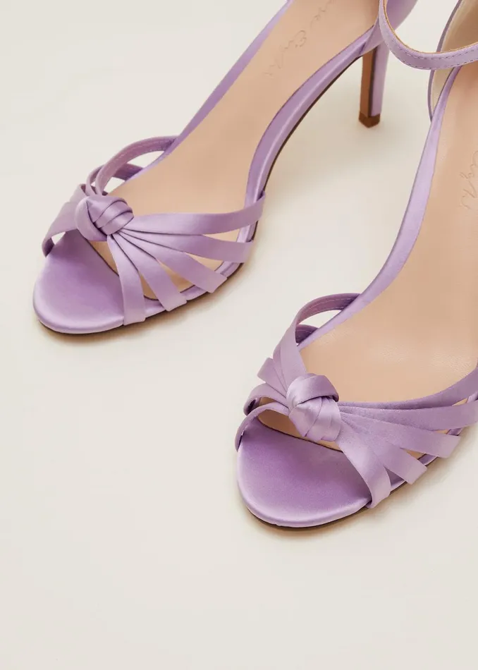 Women Phase Eight Heels Purple Satin Open Toe Heels Lilac