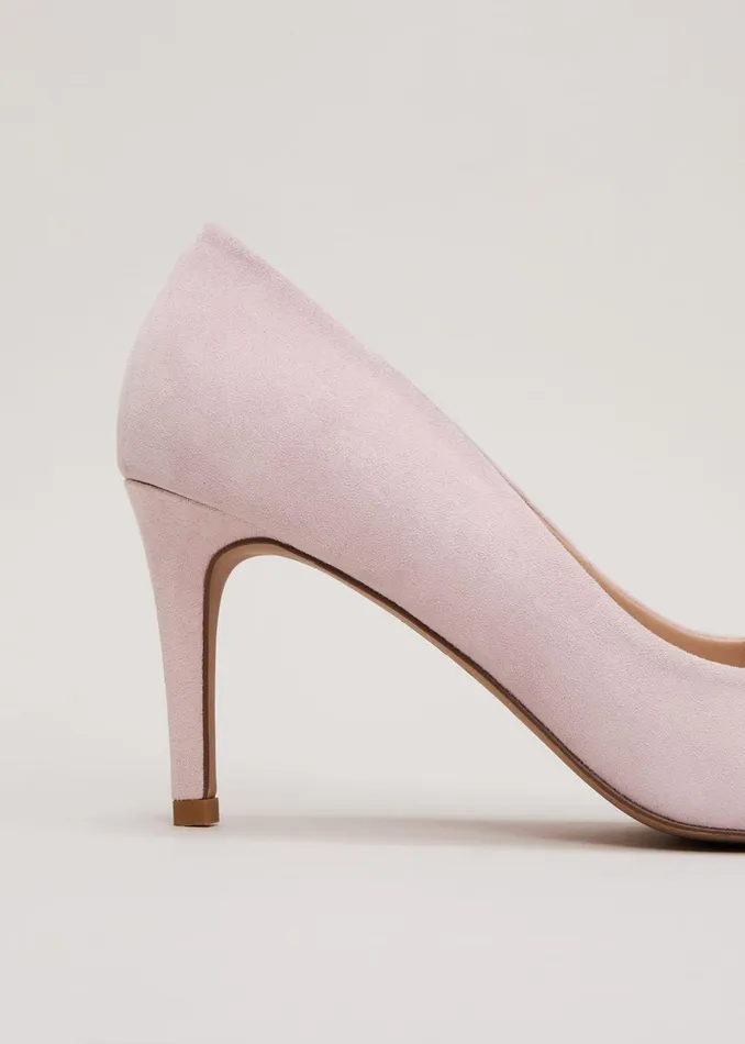 Women Phase Eight Heels Satin Twist Peeptoe Shoes Pale Pink