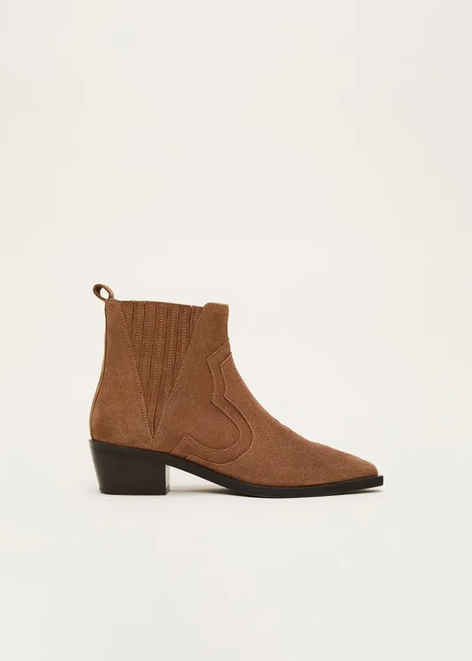 Women Phase Eight Heels Suede Ankle Boots Tan