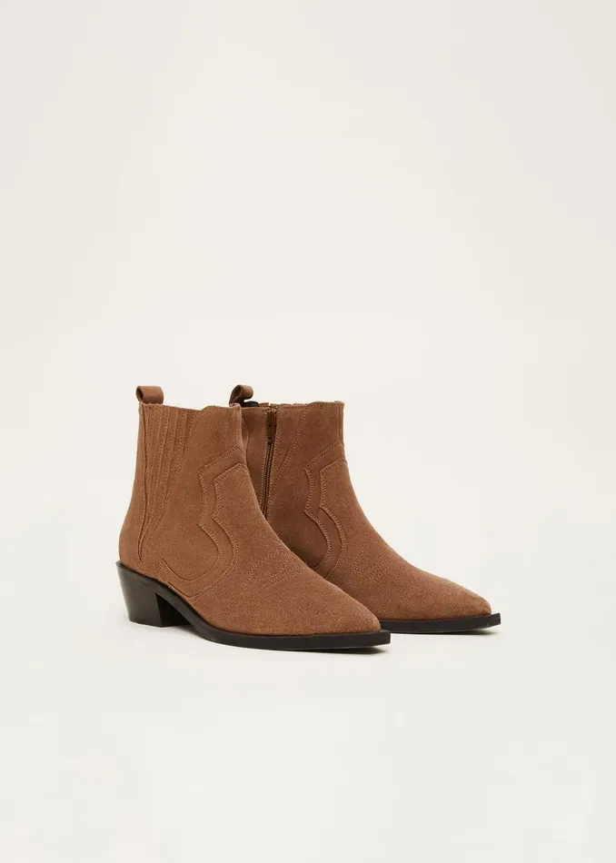 Women Phase Eight Heels Suede Ankle Boots Tan