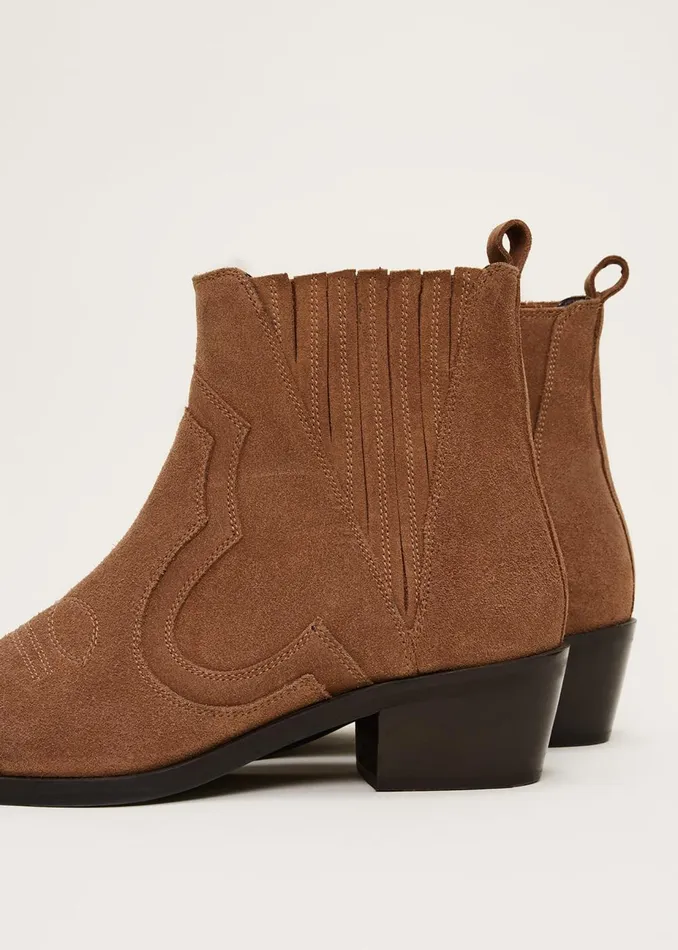 Women Phase Eight Heels Suede Ankle Boots Tan