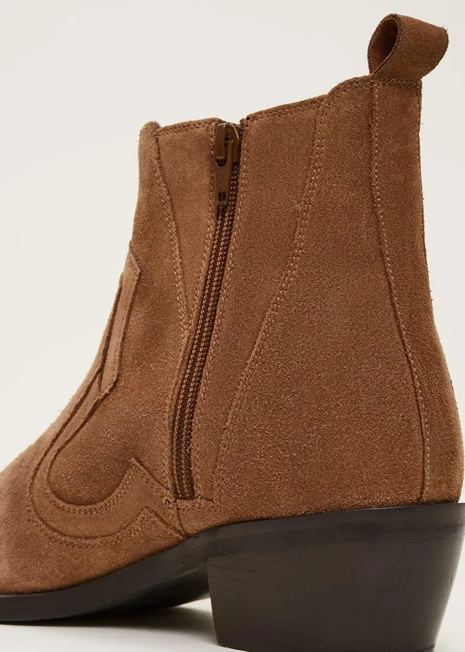 Women Phase Eight Heels Suede Ankle Boots Tan
