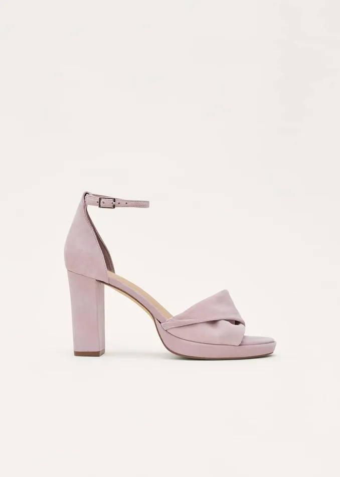 Women Phase Eight Heels Twist Strap Platform Shoe Latte