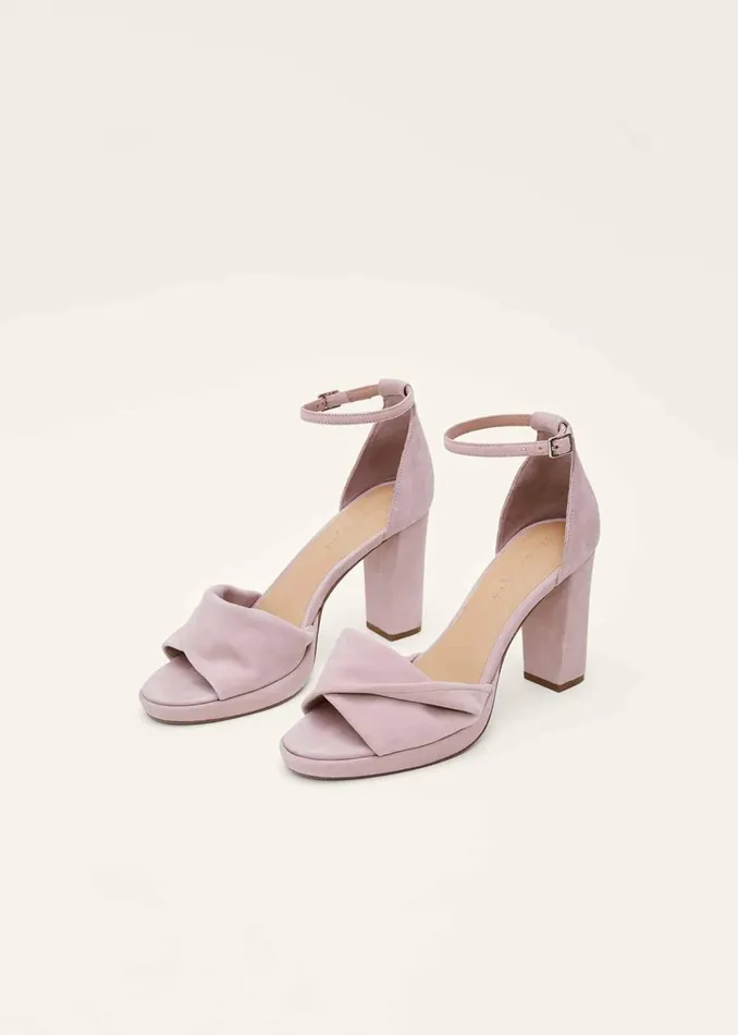 Women Phase Eight Heels Twist Strap Platform Shoe Latte