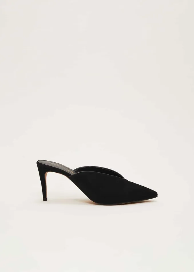Women Phase Eight Heels V Front Mule Shoe Black