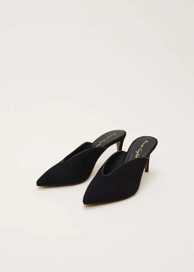 Women Phase Eight Heels V Front Mule Shoe Black