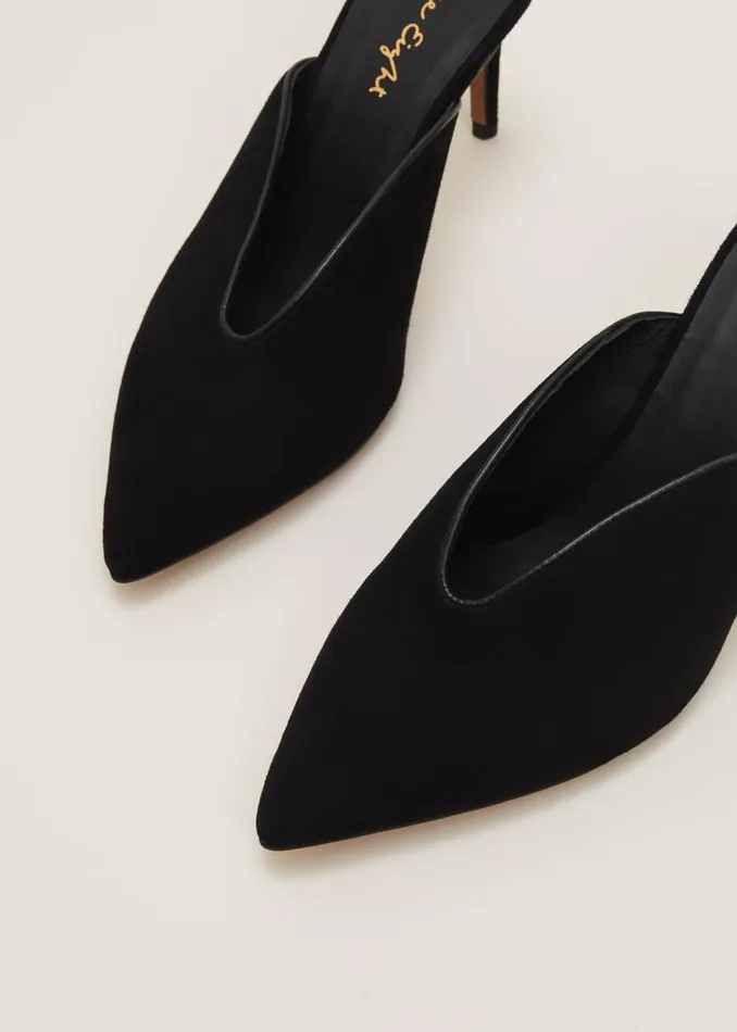 Women Phase Eight Heels V Front Mule Shoe Black