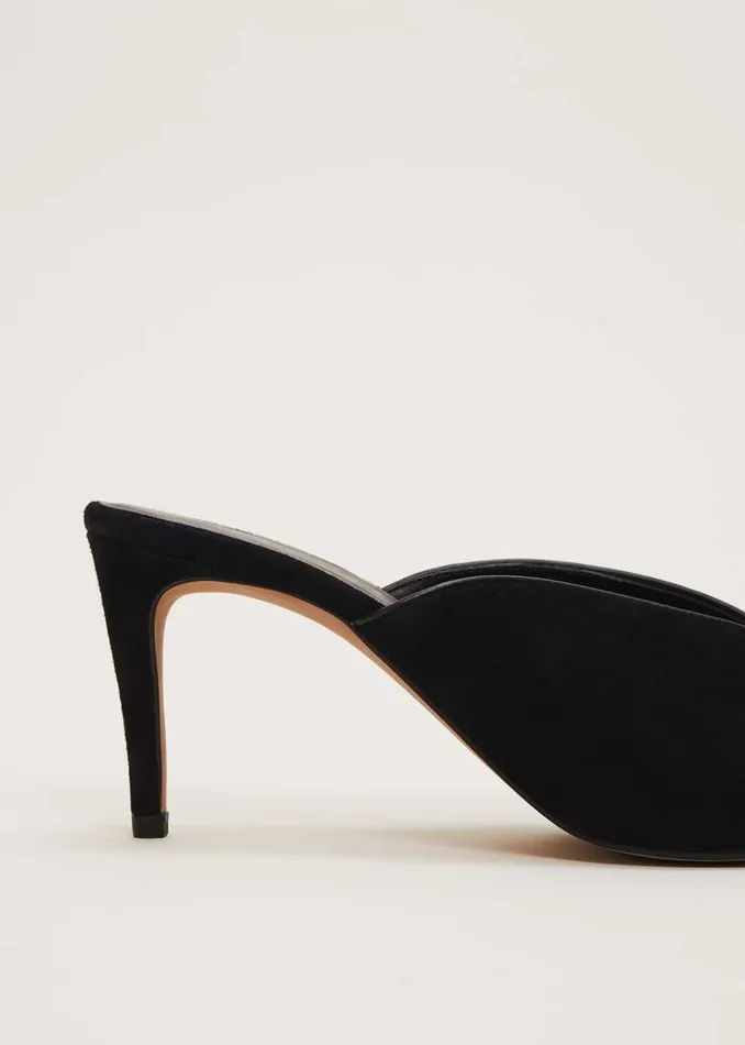 Women Phase Eight Heels V Front Mule Shoe Black