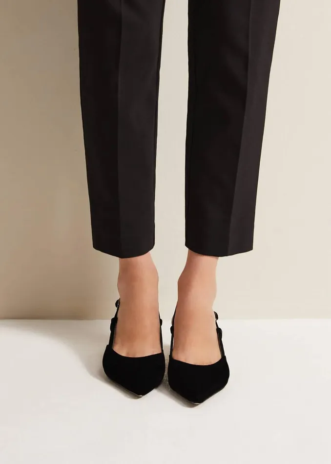 Women Phase Eight Heels Velvet Slingback Kitten Heels Black