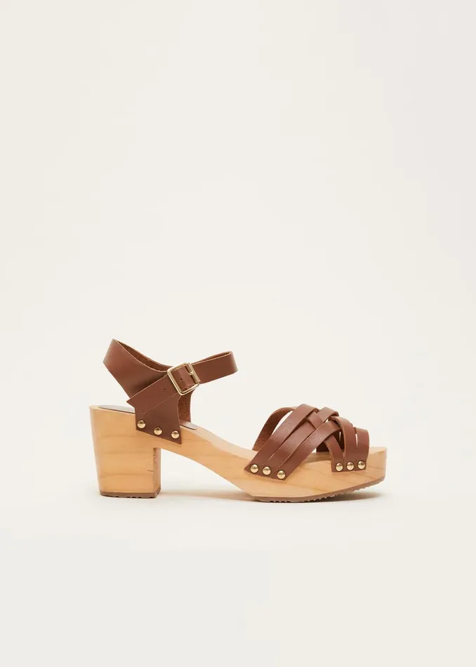 Women Phase Eight Heels Woven Clog Heel Sandal Tan