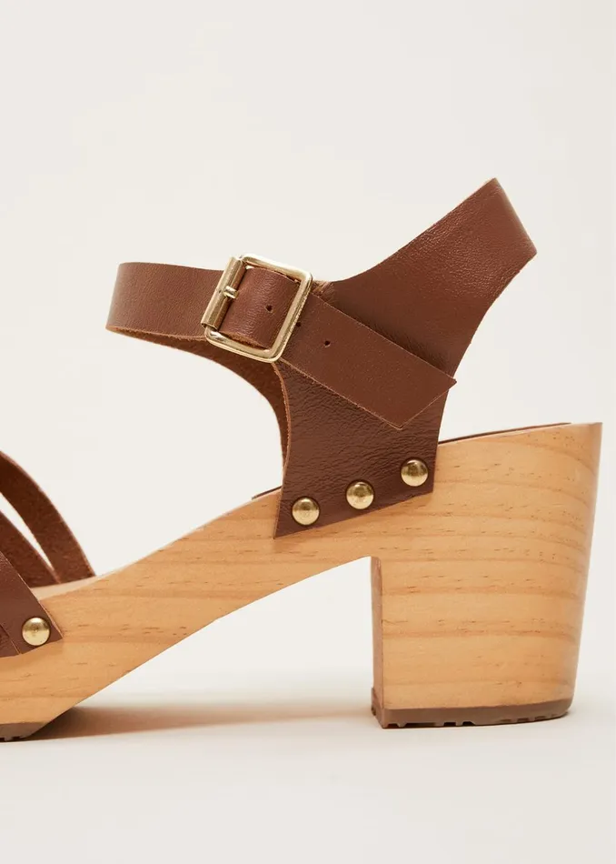 Women Phase Eight Heels Woven Clog Heel Sandal Tan