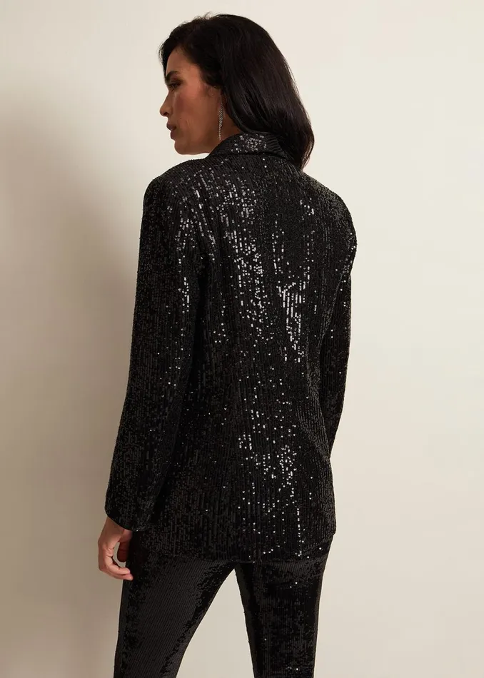 Women Phase Eight Jackets Ameera Sequin Soft Blazer Black