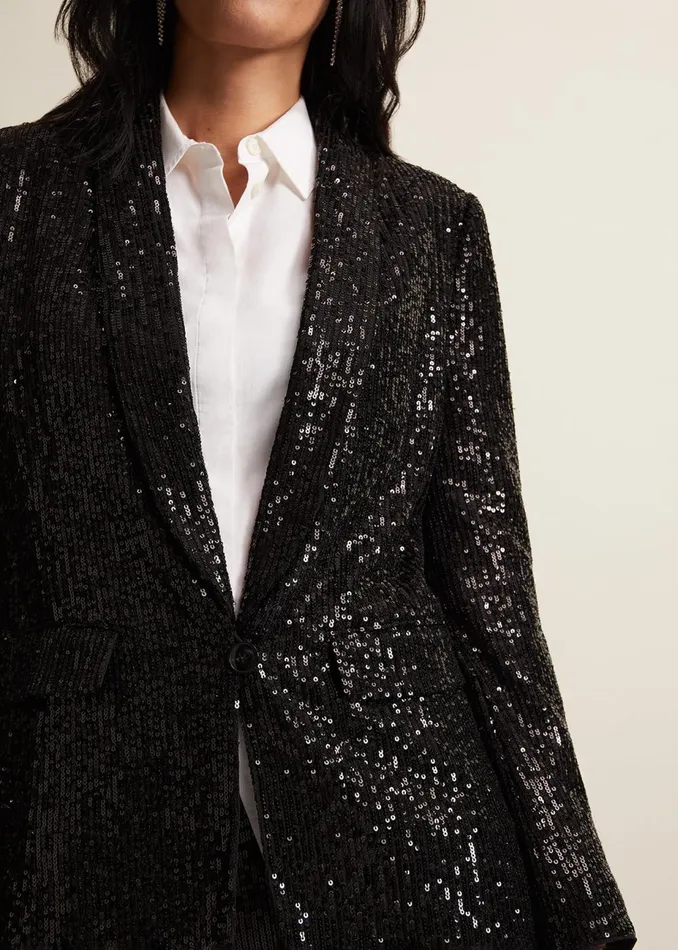 Women Phase Eight Jackets Ameera Sequin Soft Blazer Black