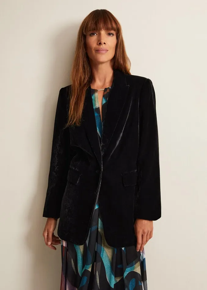 Women Phase Eight Jackets Avani Black Velvet Blazer Black