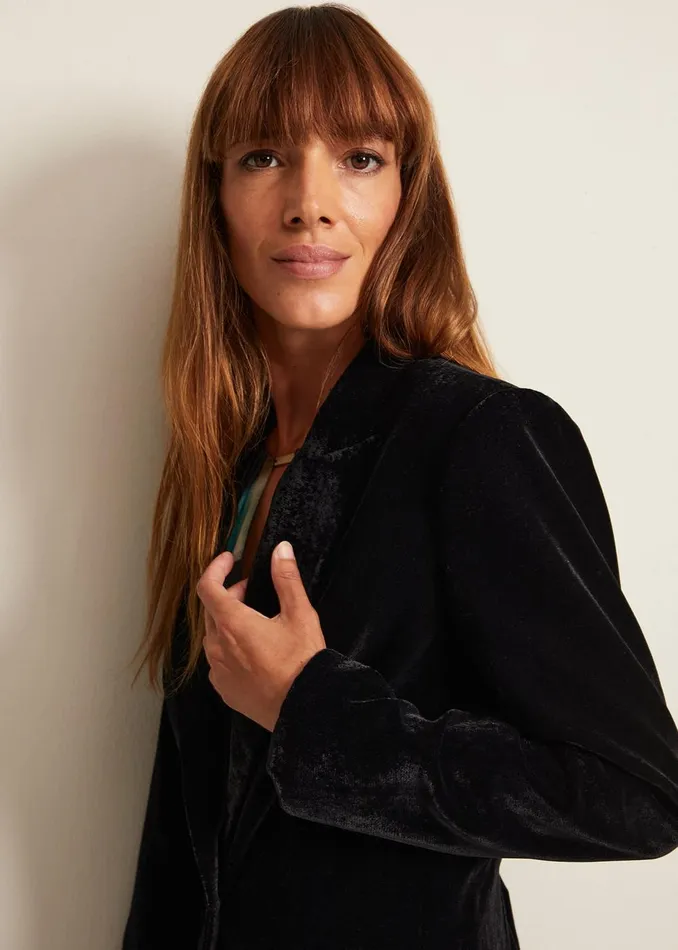 Women Phase Eight Jackets Avani Black Velvet Blazer Black