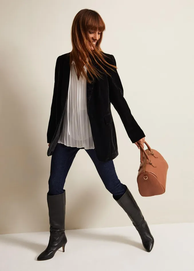 Women Phase Eight Jackets Avani Black Velvet Blazer Black