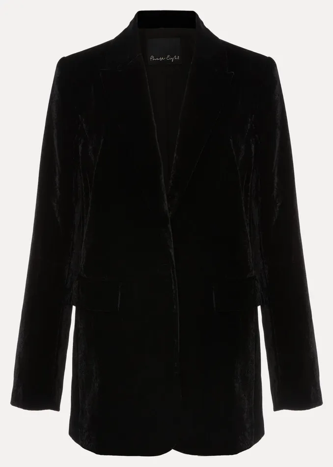 Women Phase Eight Jackets Avani Black Velvet Blazer Black