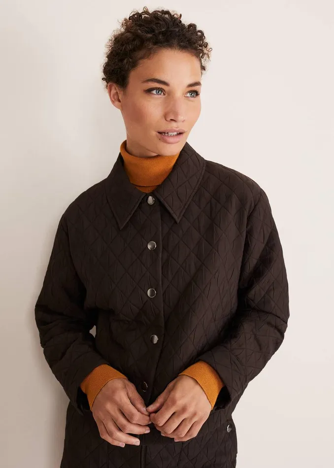 Women Phase Eight Jackets Chaya Quilted Jacket CoOrd Chocolate