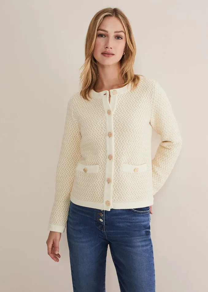 Women Phase Eight Jackets Cove Ribbed Cropped Jacket Neutral