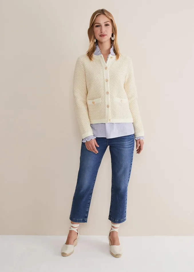 Women Phase Eight Jackets Cove Ribbed Cropped Jacket Neutral