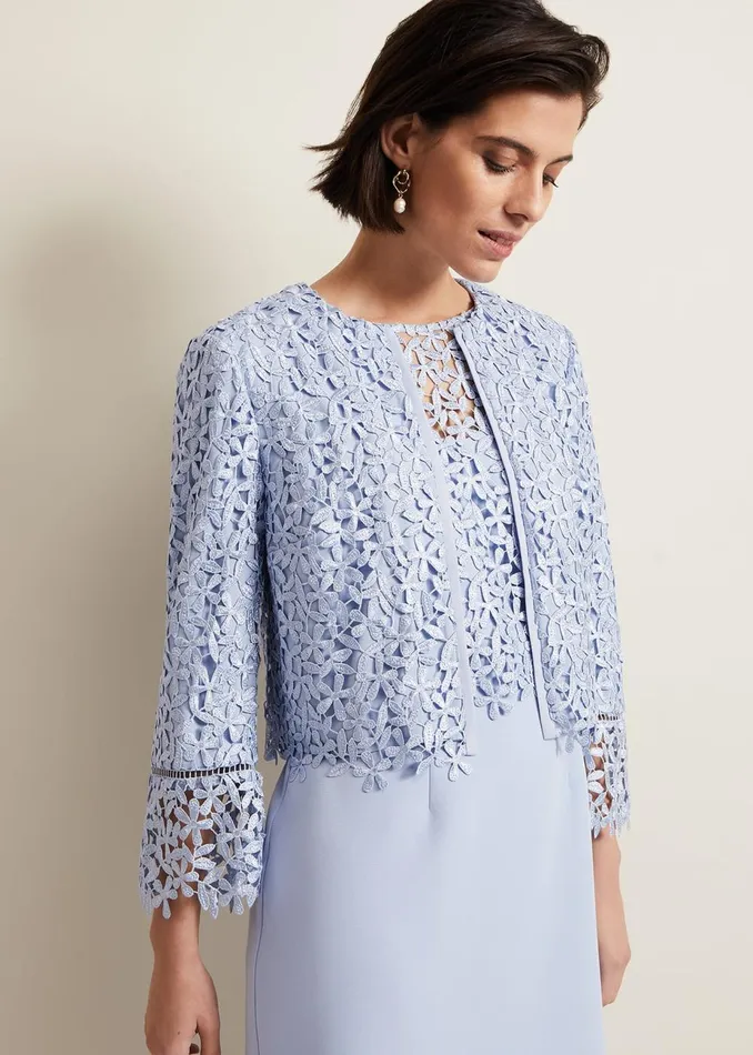 Women Phase Eight Jackets Daisy Lace Jacket Pale Blue