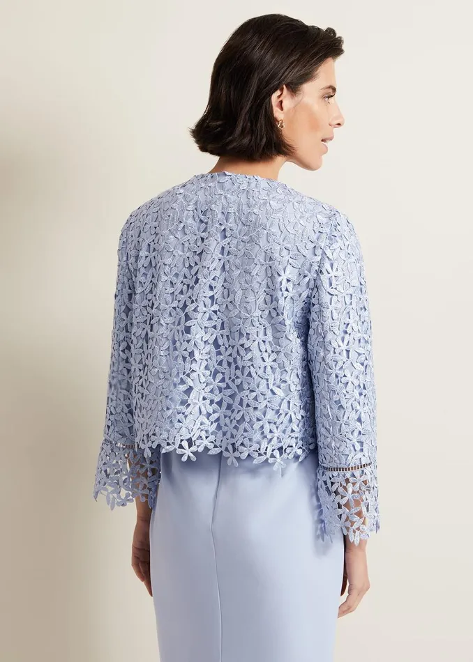 Women Phase Eight Jackets Daisy Lace Jacket Pale Blue