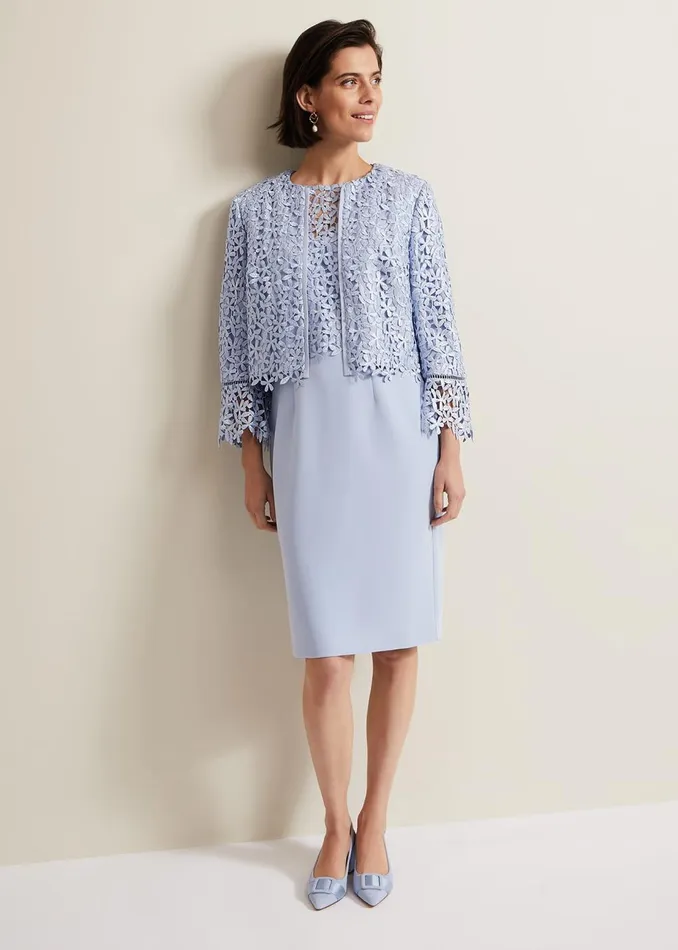 Women Phase Eight Jackets Daisy Lace Jacket Pale Blue