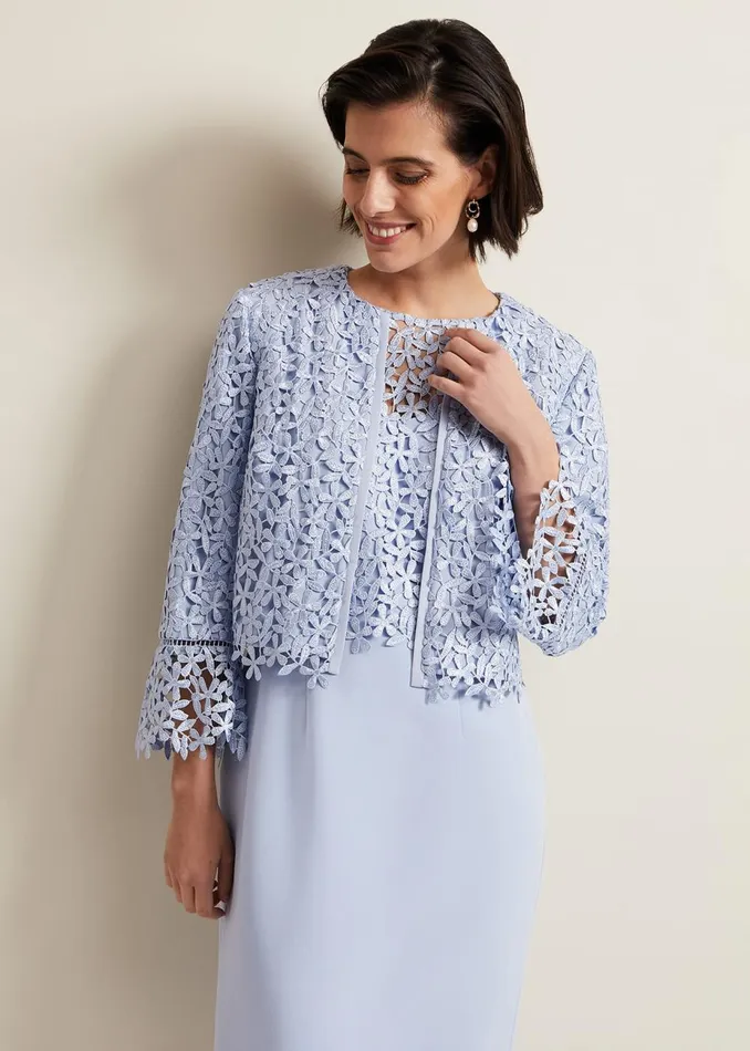 Women Phase Eight Jackets Daisy Lace Jacket Pale Blue