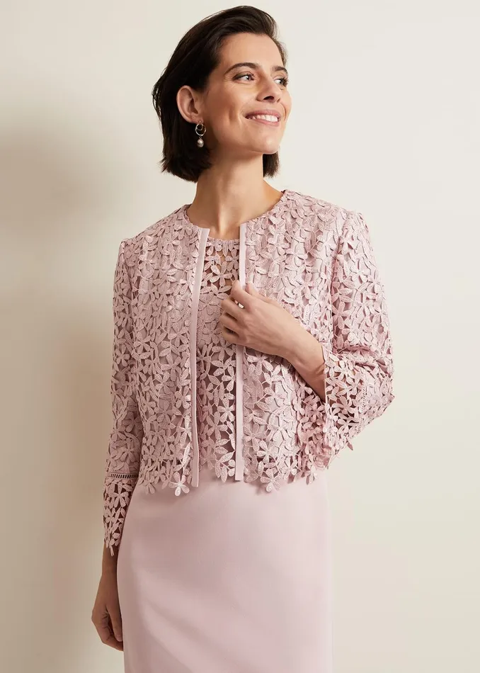 Women Phase Eight Jackets Daisy Lace Jacket Pale Pink