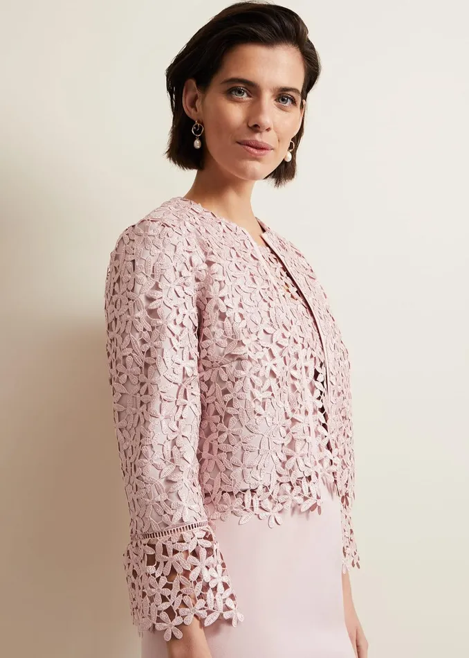 Women Phase Eight Jackets Daisy Lace Jacket Pale Pink