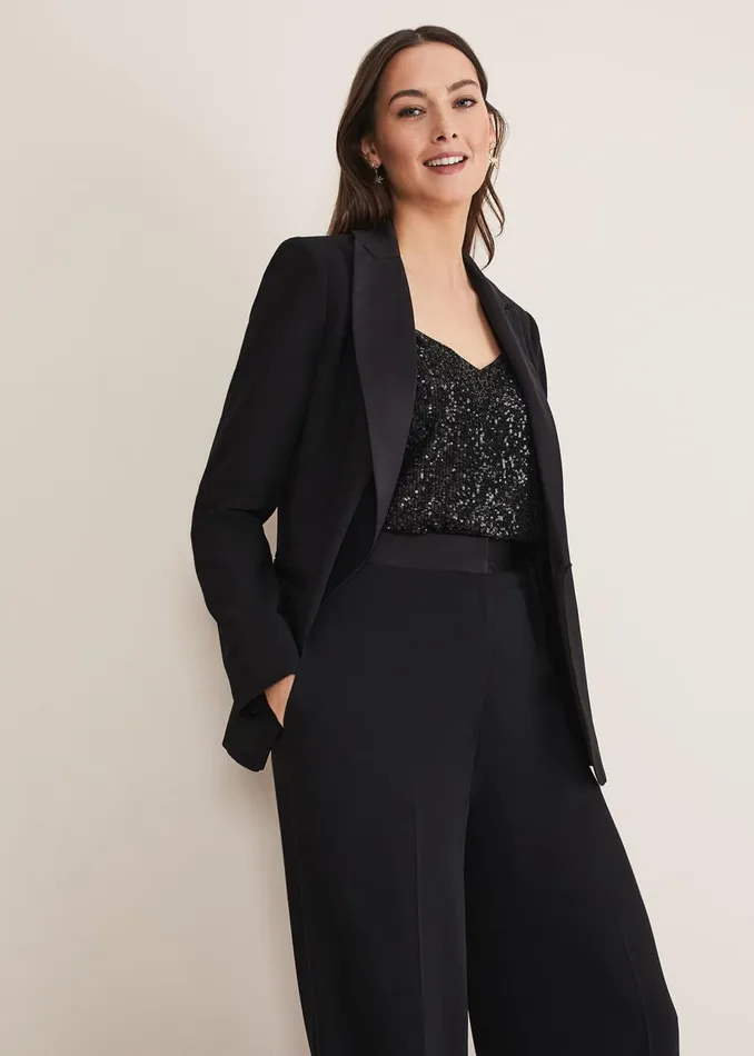 Women Phase Eight Jackets Elandra Black Tux Blazer Black