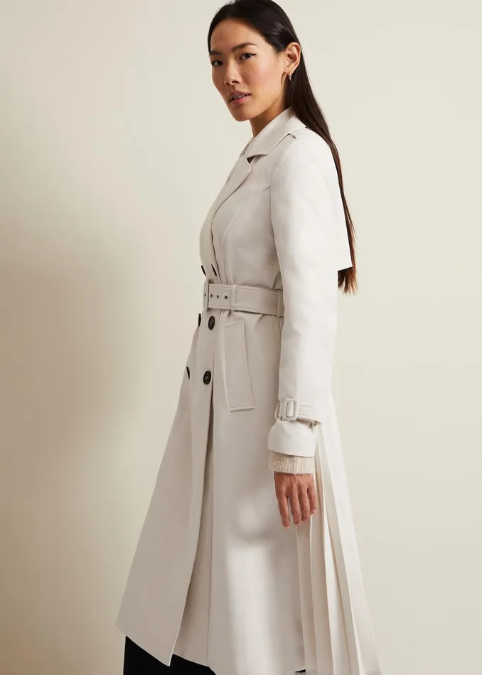 Women Phase Eight Jackets Eleanor Pleat Back Trench Coat Ivory