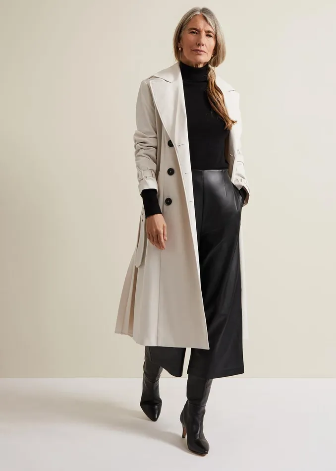 Women Phase Eight Jackets Eleanor Pleat Back Trench Coat Ivory
