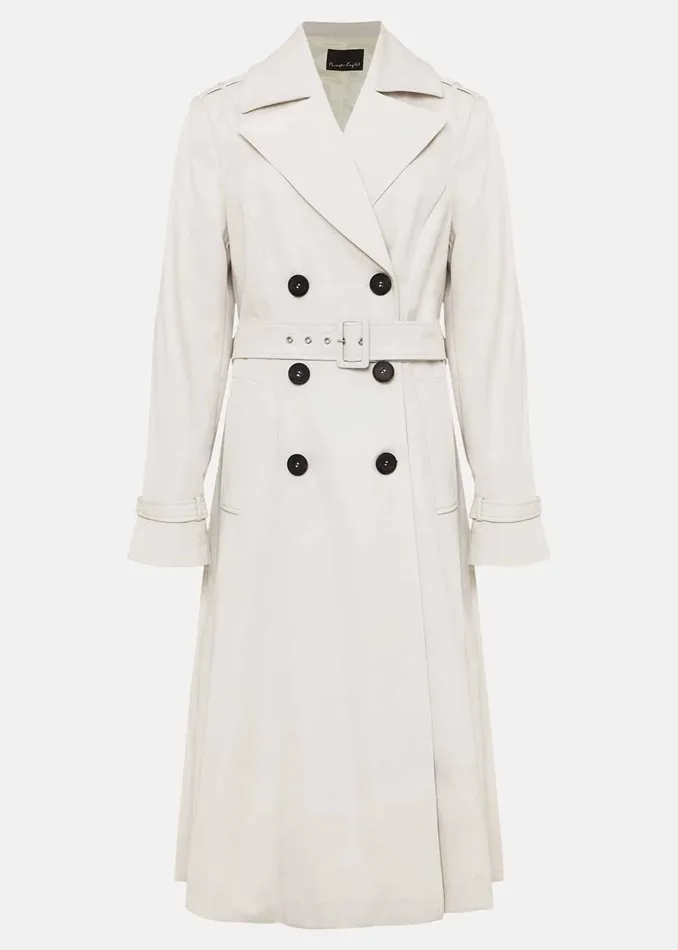 Women Phase Eight Jackets Eleanor Pleat Back Trench Coat Ivory