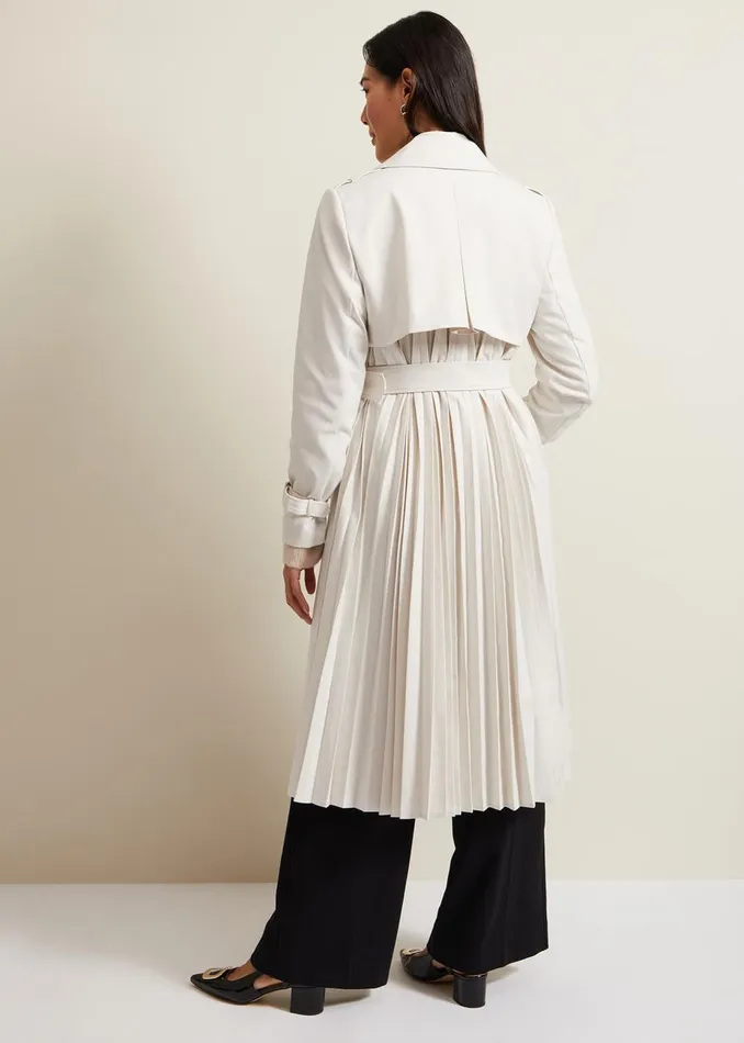 Women Phase Eight Jackets Eleanor Pleat Back Trench Coat Ivory