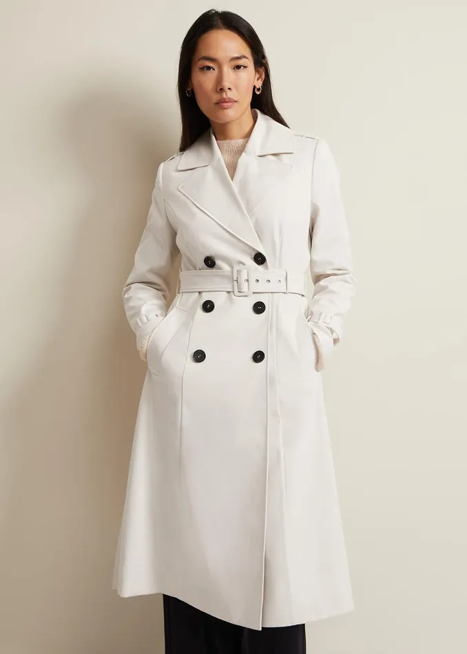 Women Phase Eight Jackets Eleanor Pleat Back Trench Coat Ivory
