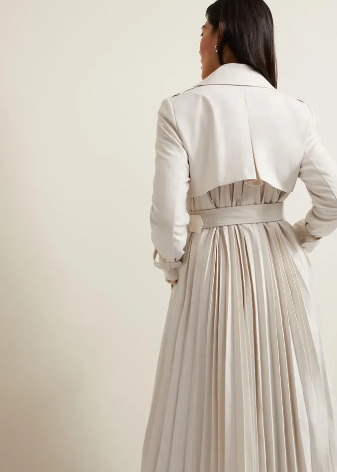Women Phase Eight Jackets Eleanor Pleat Back Trench Coat Ivory