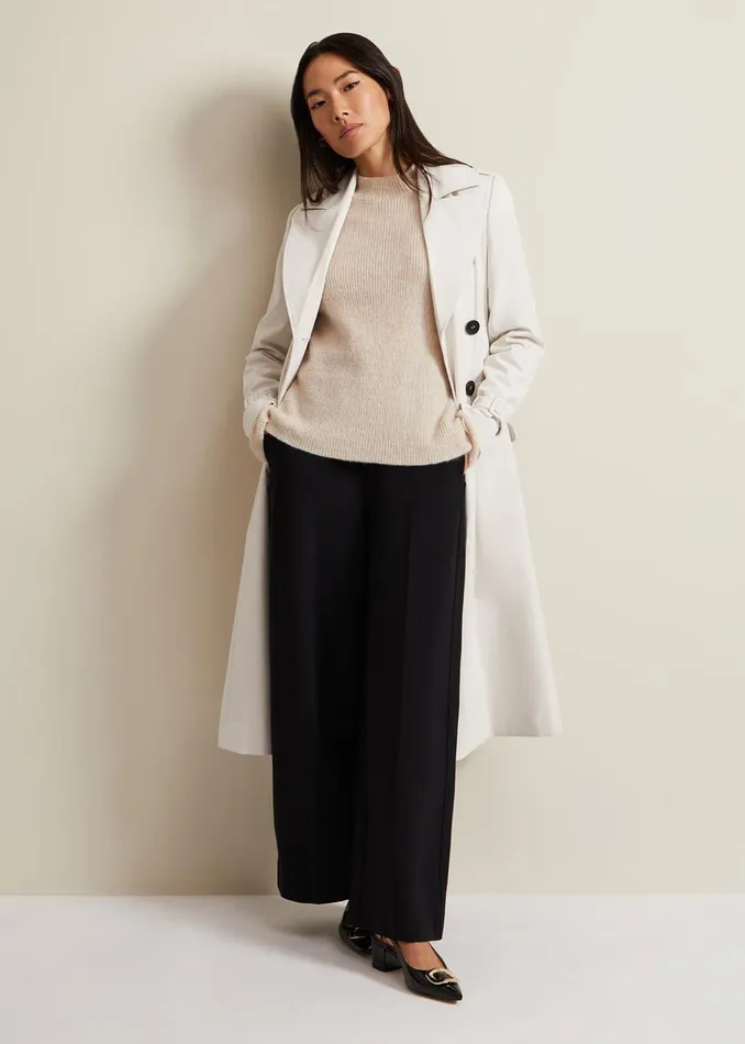 Women Phase Eight Jackets Eleanor Pleat Back Trench Coat Ivory