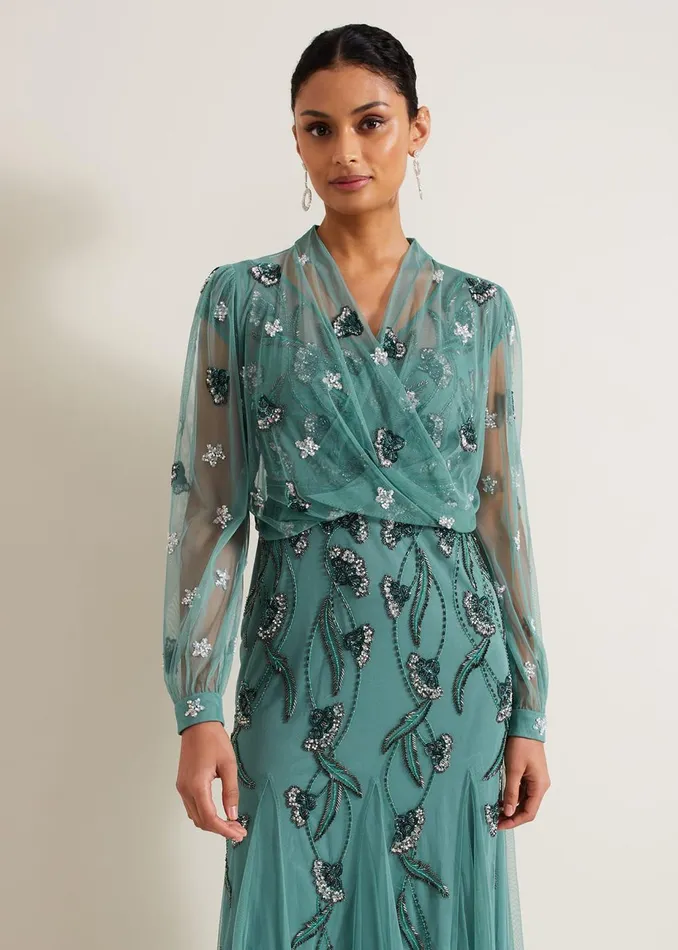 Women Phase Eight Jackets Fi Beaded Cover Up Light Green