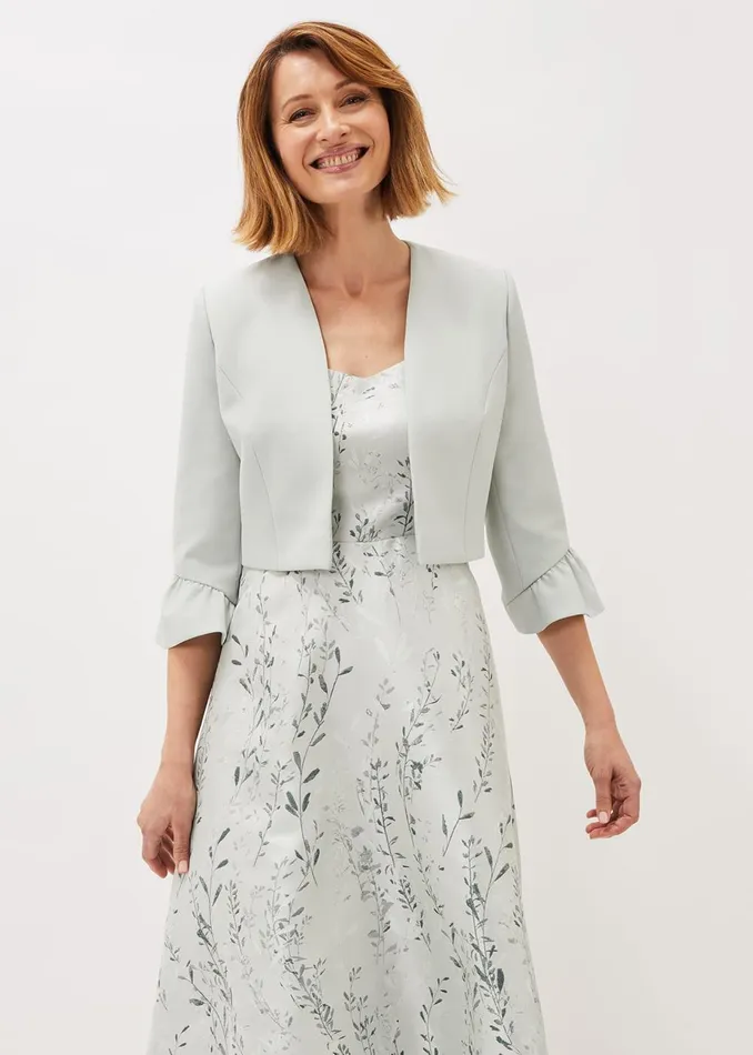 Women Phase Eight Jackets Inez Frill Cuff Occasion Jacket Eau De Nil