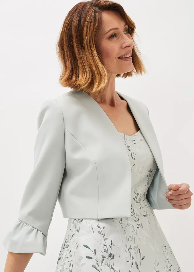 Women Phase Eight Jackets Inez Frill Cuff Occasion Jacket Eau De Nil