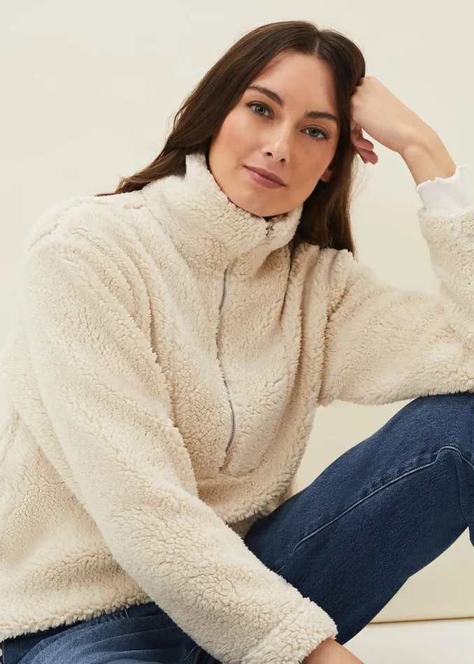 Women Phase Eight Jackets Ione Borg Zip Jacket Cream