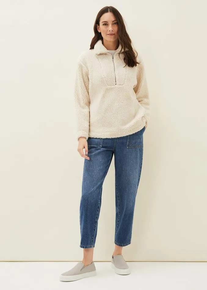 Women Phase Eight Jackets Ione Borg Zip Jacket Cream