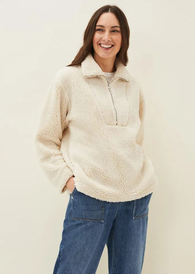 Women Phase Eight Jackets Ione Borg Zip Jacket Cream