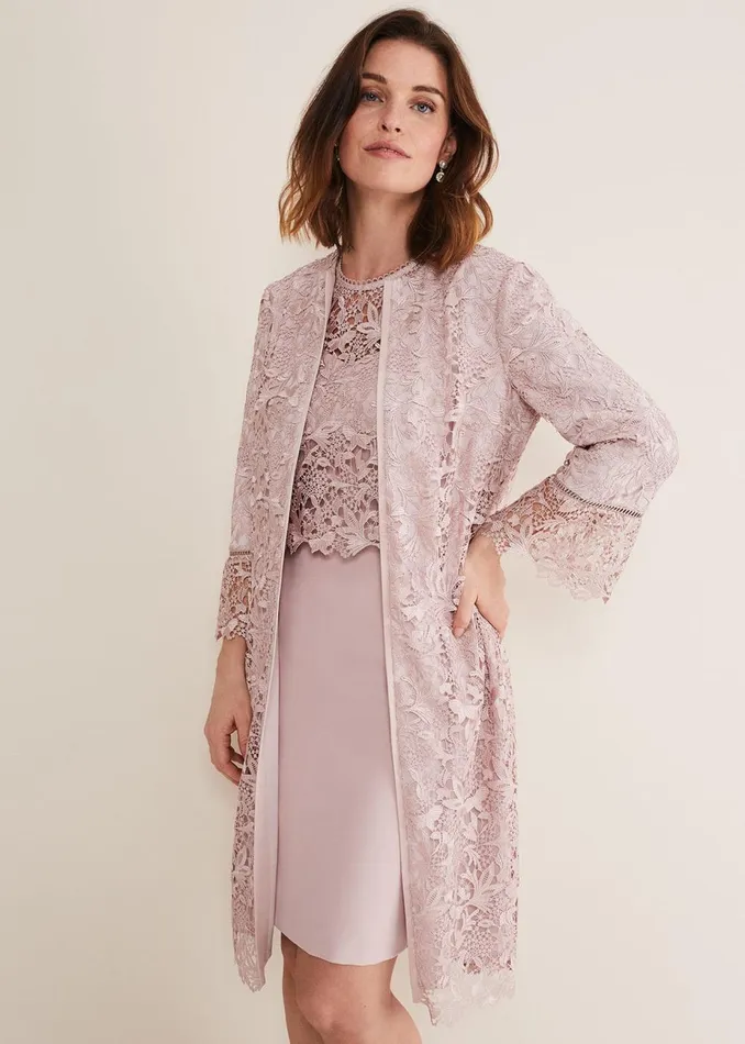 Women Phase Eight Jackets Isabella Lace Coat Antique Rose